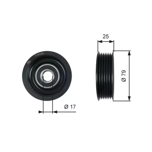 Deflection/Guide Pulley, V-ribbed belt